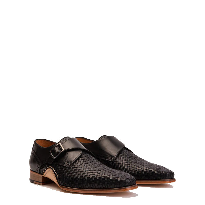 Men's Black Leather Single Strap Monk Shoe
