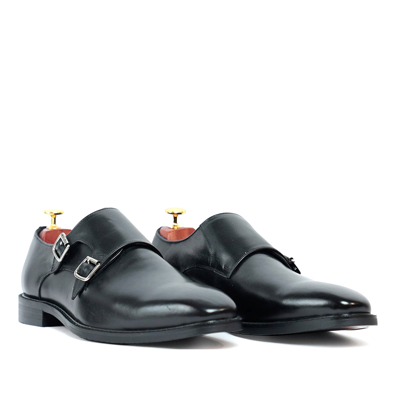 Classic Black Monk Strap Shoes