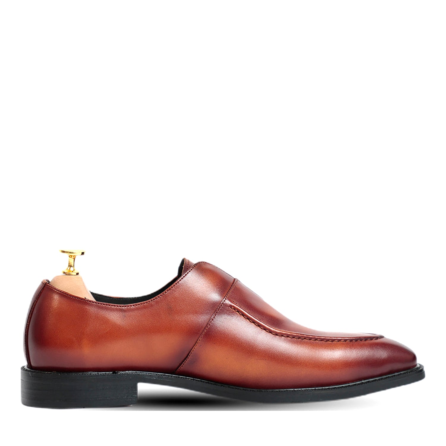 Melvin Plain Leather Single MonkStraps Shoe Tan