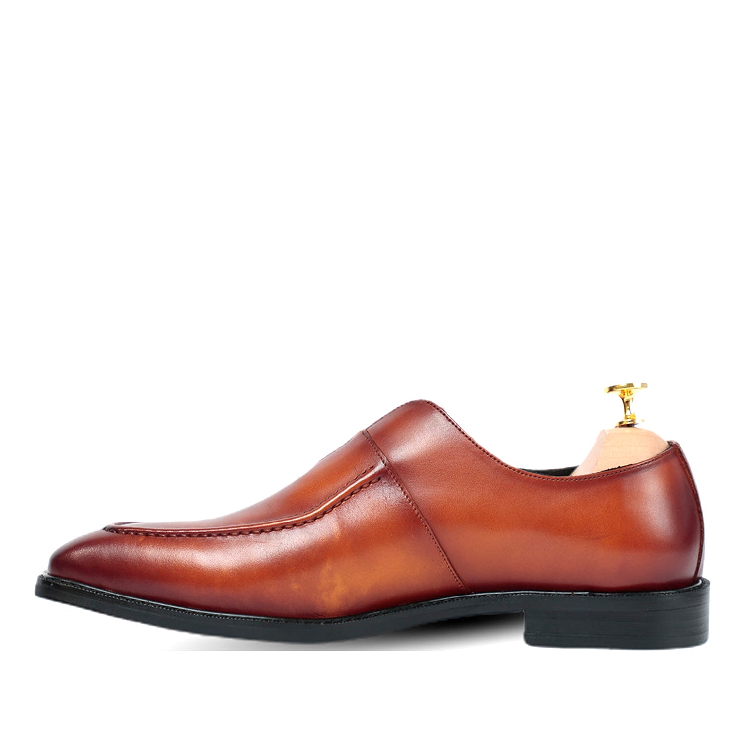 Melvin Plain Leather Single MonkStraps Shoe Tan
