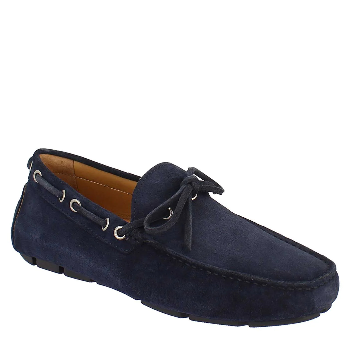 Handmade Carshoe Loafers in Navy Blue Suede