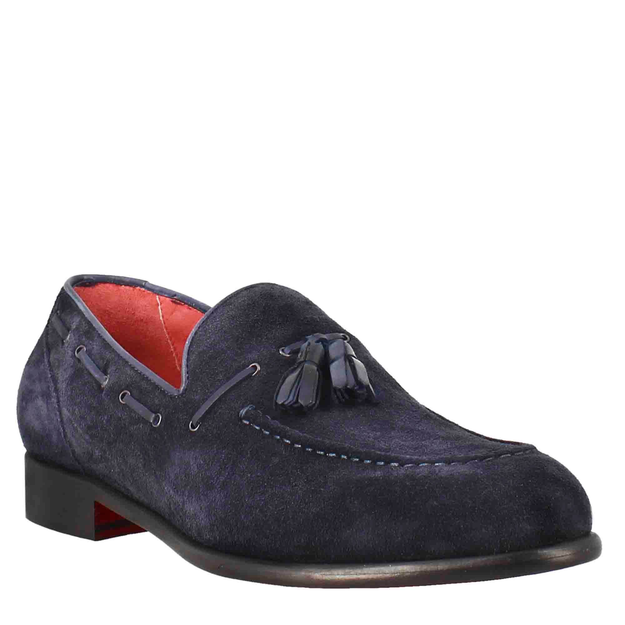 Classic Dark Blue Suede Tassel Loafer