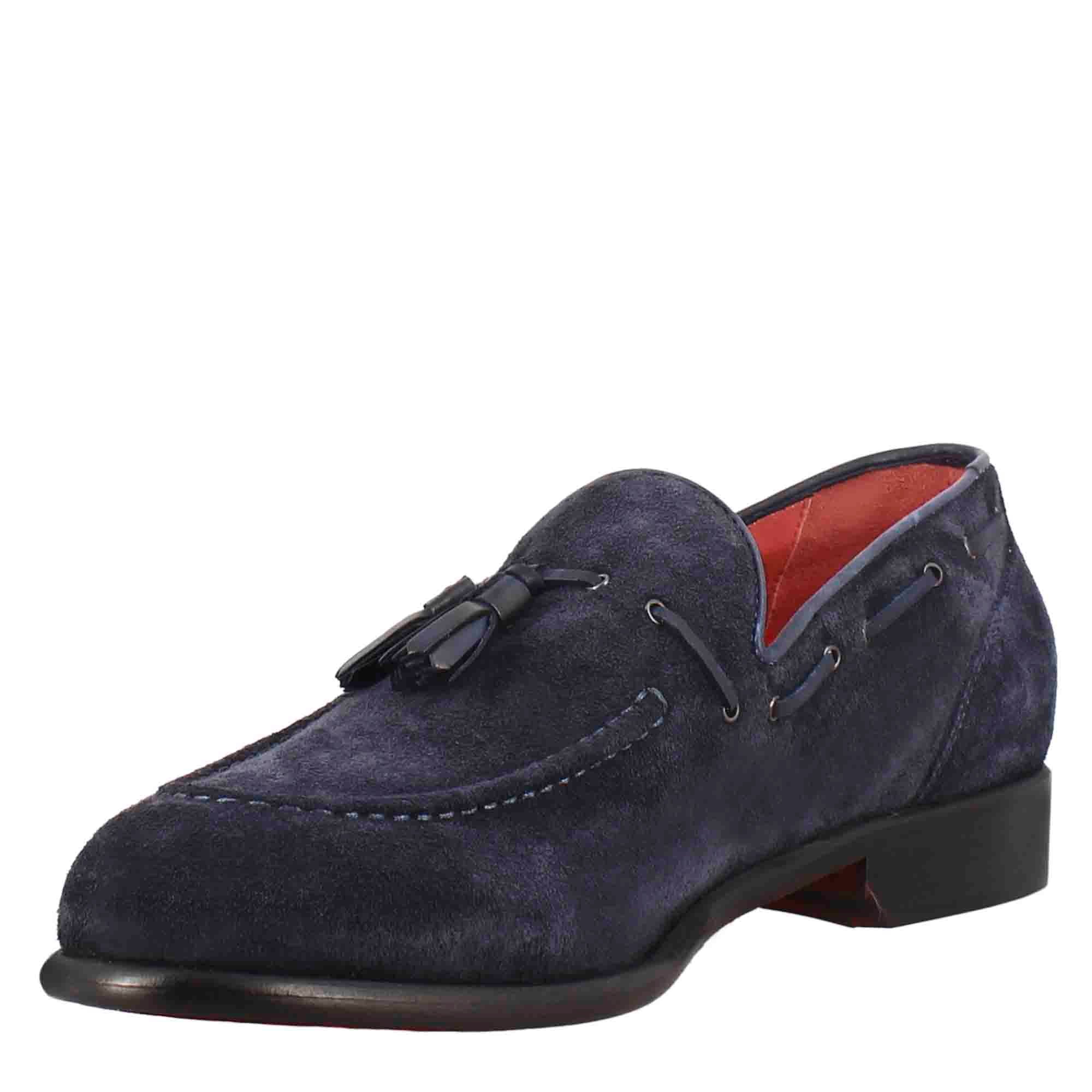 Classic Dark Blue Suede Tassel Loafer