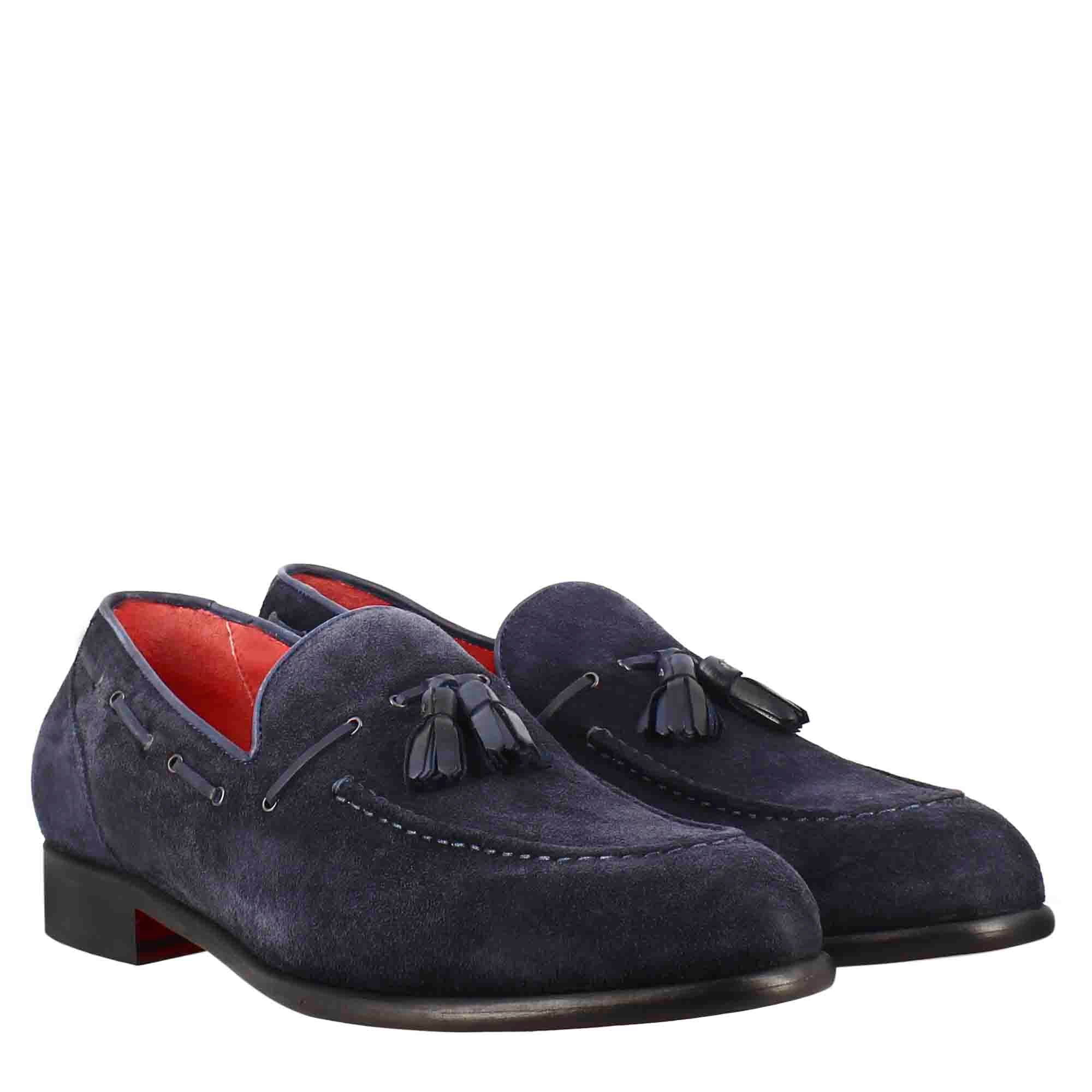 Classic Dark Blue Suede Tassel Loafer