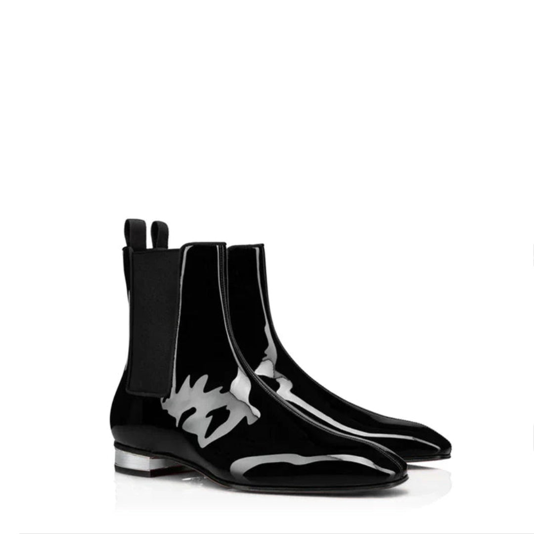 Polished Leather Black Italian Chelsea Boots for Men's
