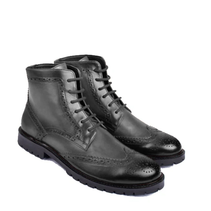 Wingtip High Ankle Lace up Boots