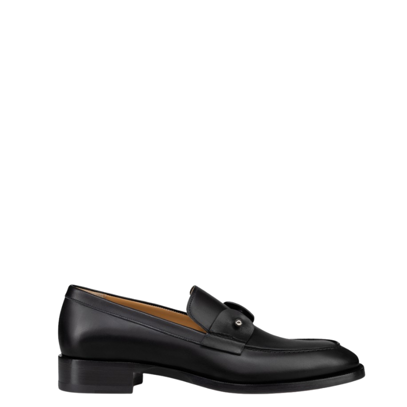 Luxury Leather Black Loafer in Metallic Strap