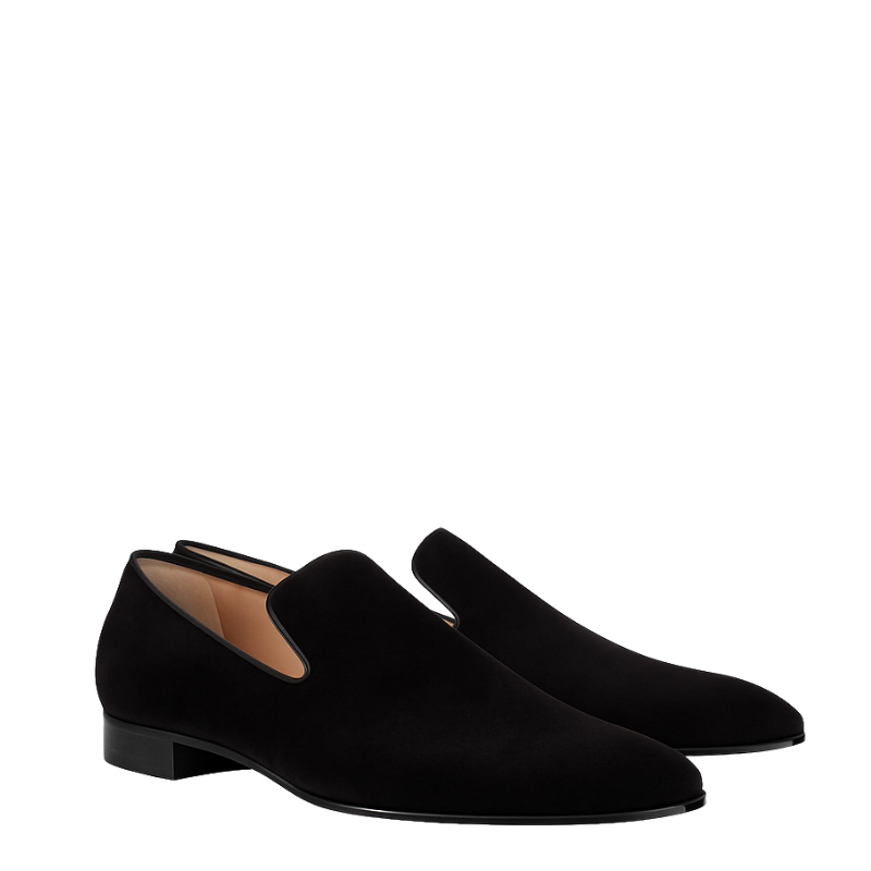 Minimalist Black Suede Loafers with Pointed Toe