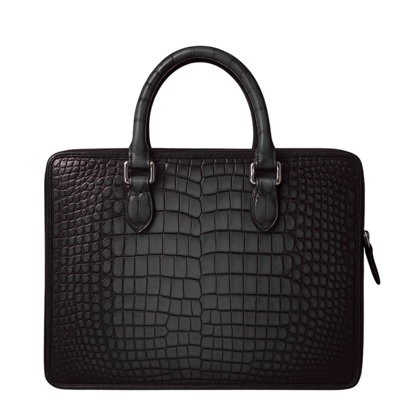 Men's Original Luxury Black Crocodile Leather Briefcase Bag