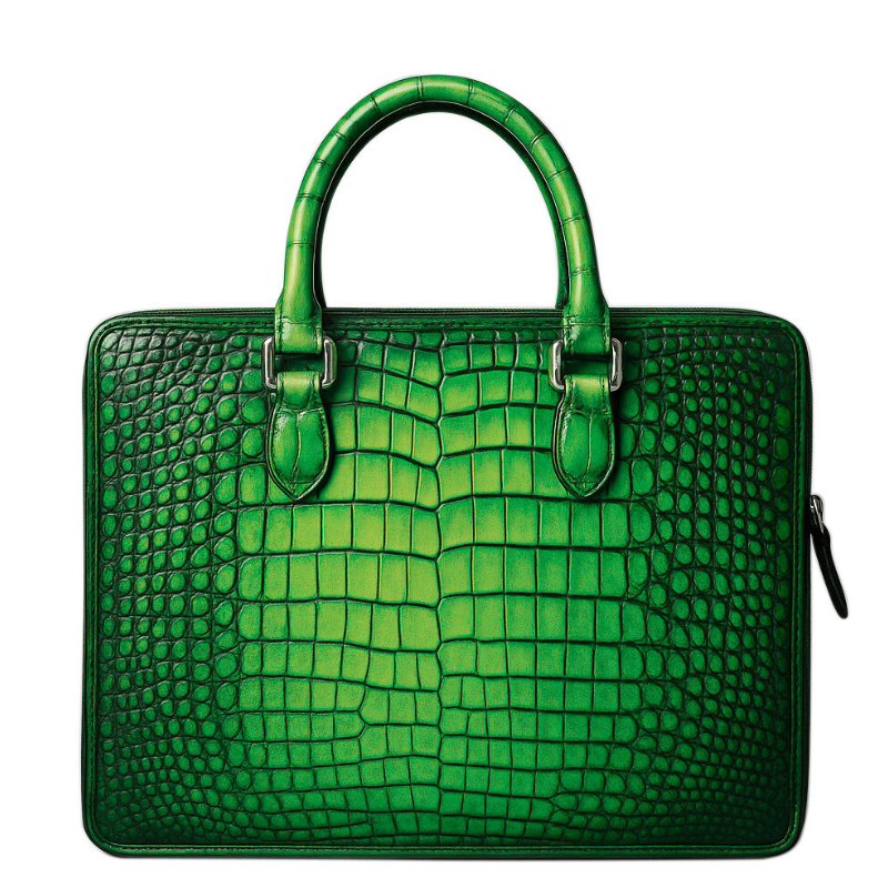 Men's Original Luxury Green Crocodile Leather Briefcase Bag