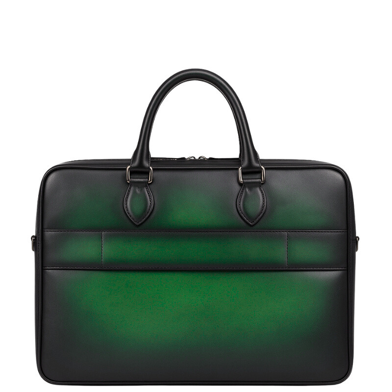 Men's Multifunctional Leather Luxury Green Briefcase Bag