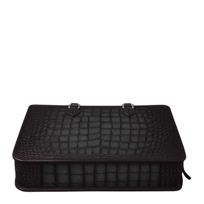 Men's Original Luxury Brown Crocodile Leather Briefcase Bag