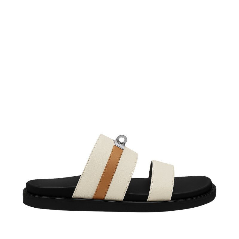 Classic Off-White Leather Multi-Strap Comfort Slipper