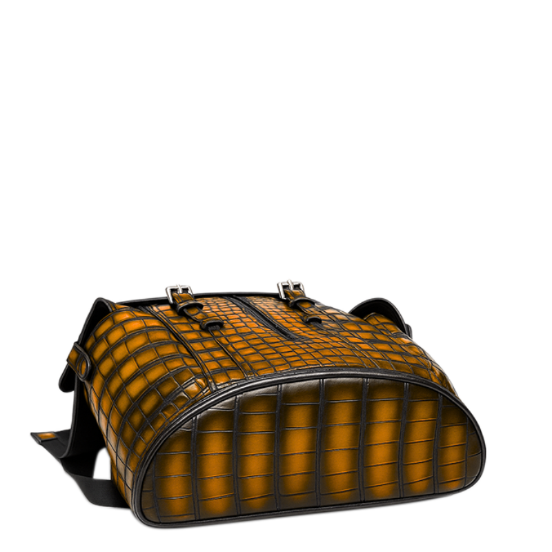 Luxury Blue Croco Leather Backpack