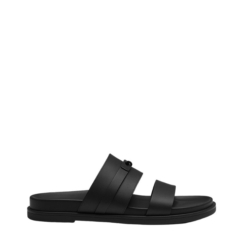 Luxury Full Black Multi-Strap Slipper