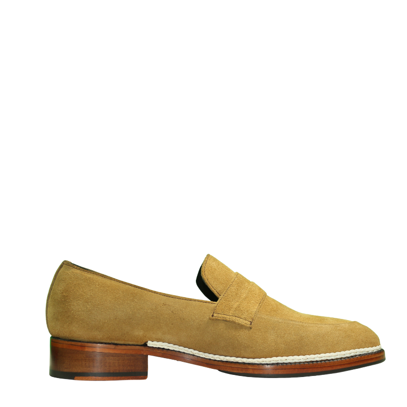 Classic Suede Leather Tan Penny Lofer Slip-On