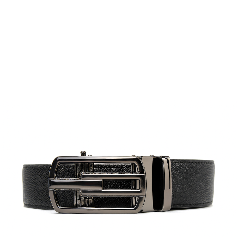 Black Leather Belt with Autolock BuckleUp Finish