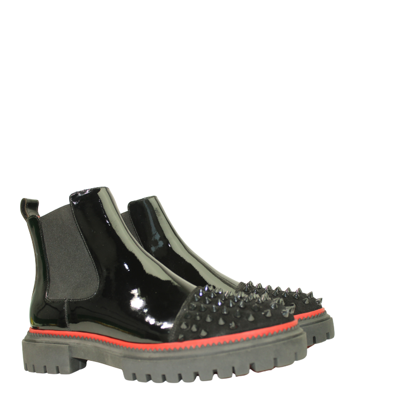 Italian Melon Spike Black Chelsea Boot For Men