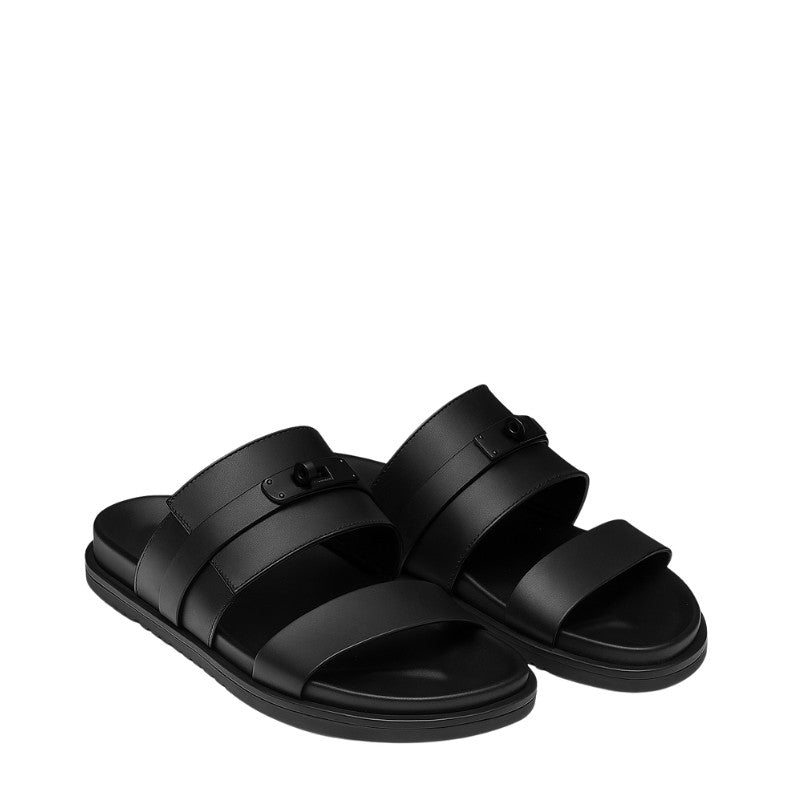 Luxury Full Black Multi-Strap Slipper