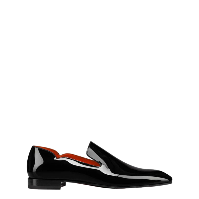Luxury Patent Leather Black Loafers With Wavy Top Edge