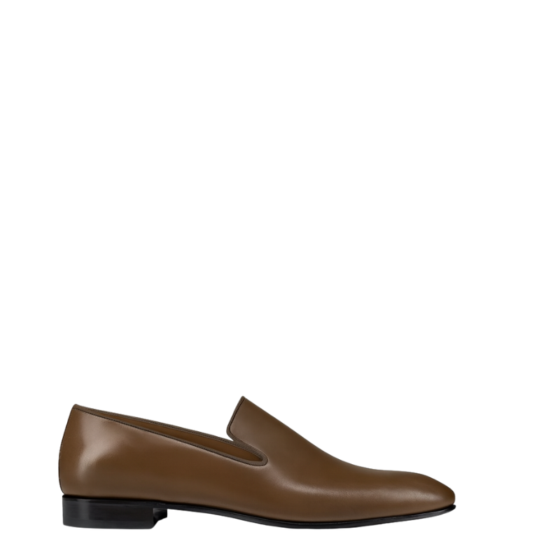 Italian Cognac Ember Leather Slip-on Loafers