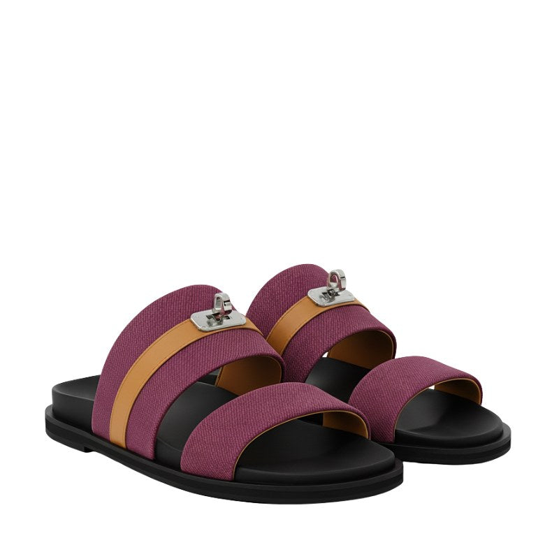 Pink Canvas Multi-Strap Comfort Slipper