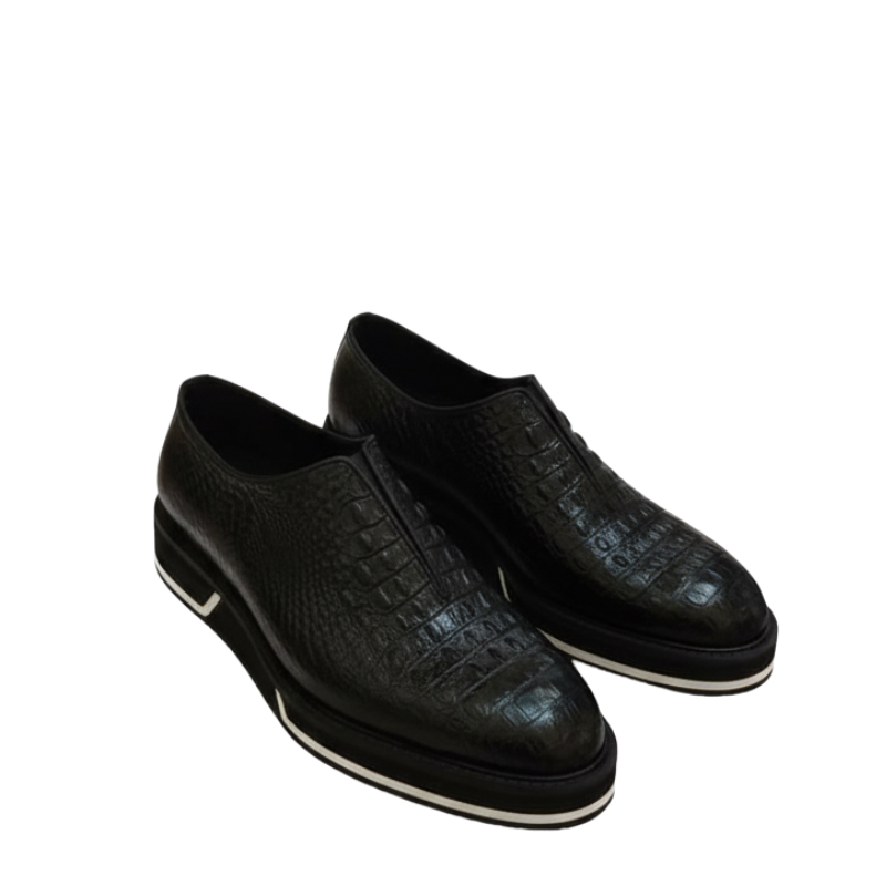 Italian Leather Black Sneaker with Stylish Hybrid Sole