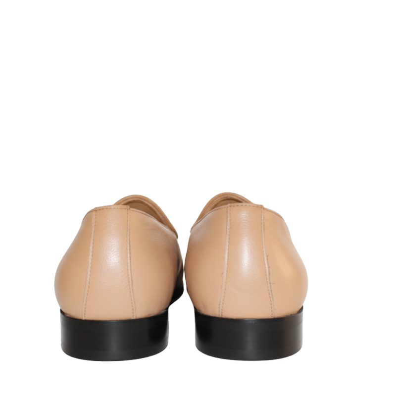 Luxury Leather Light Tan Slip On Ivory Design Loafers