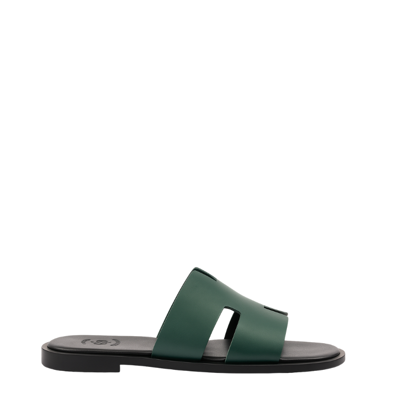 H-style Luxe Leather Dark Green Slipper