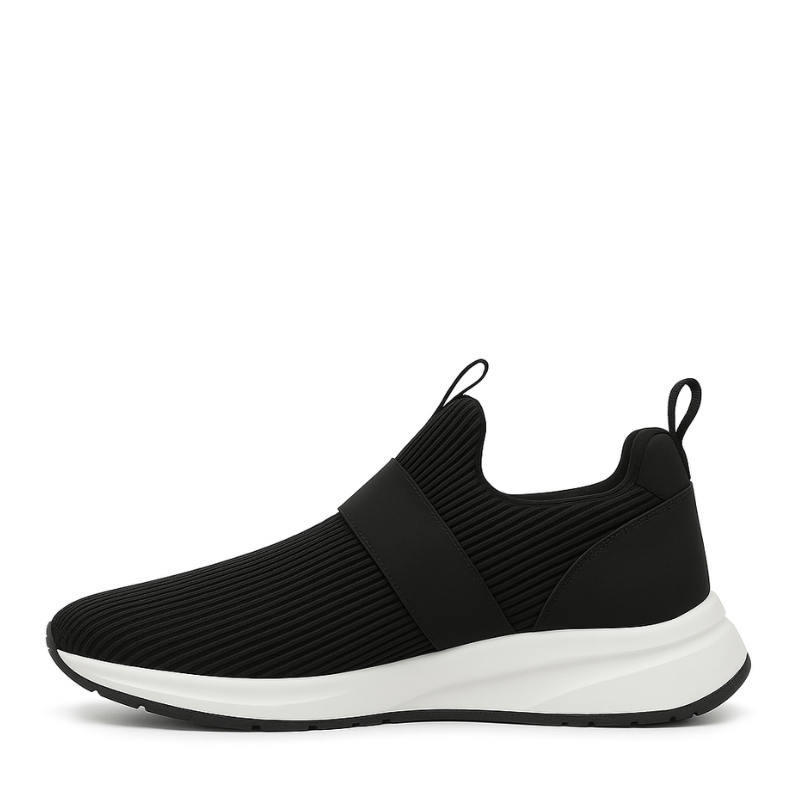 Men's Black Woven Design Slip-On Sneaker