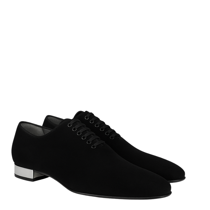 Luxury Suede Black Velvet Oxford Lace-up