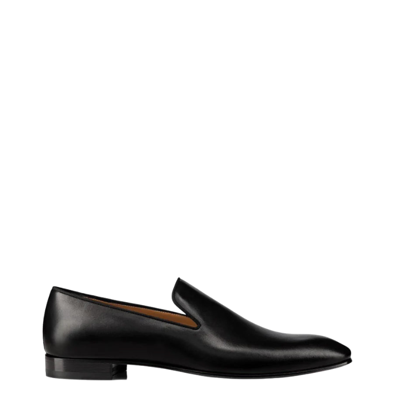 Pointed Toe Black Leather Slip-on Loafers