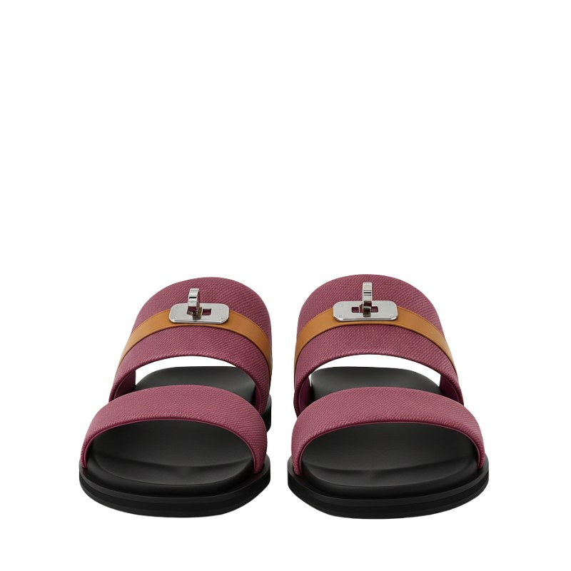 Pink Canvas Multi-Strap Comfort Slipper