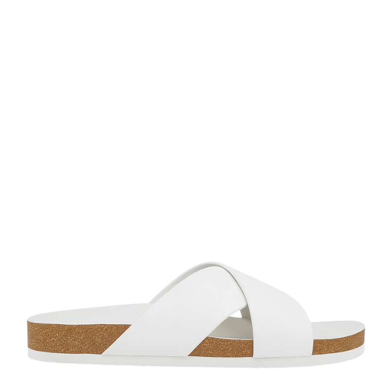 Men's Cross Strap Suede White Comfort Slipper