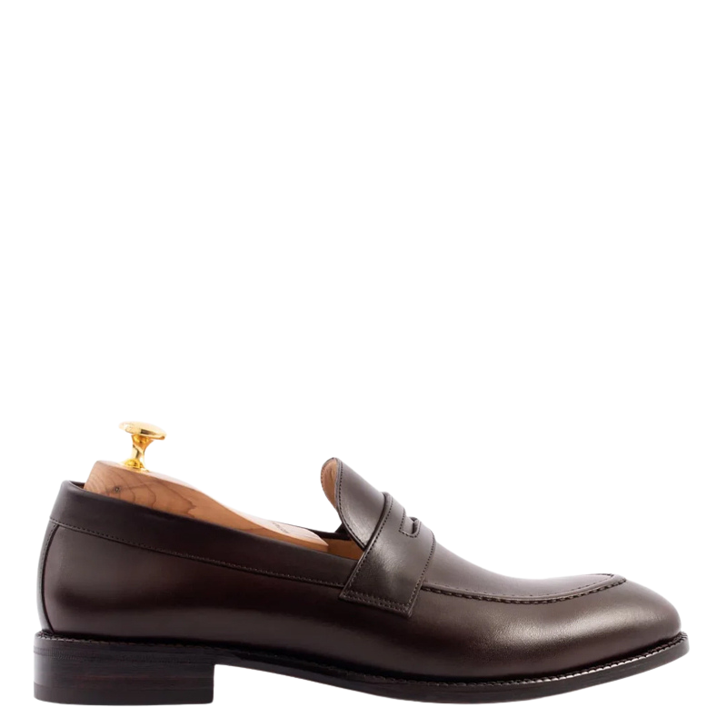 Men's Slip-On Brown Shoe with Stacked Heel