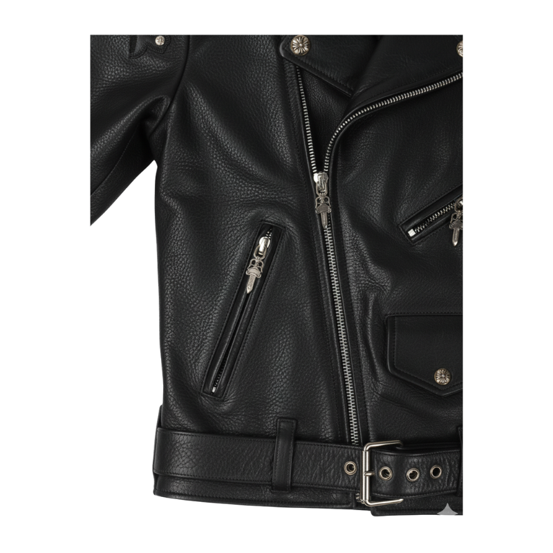 Chrome Hearts Cross Patch Leather Biker Jacket