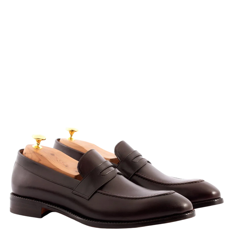 Men's Slip-On Brown Shoe with Stacked Heel