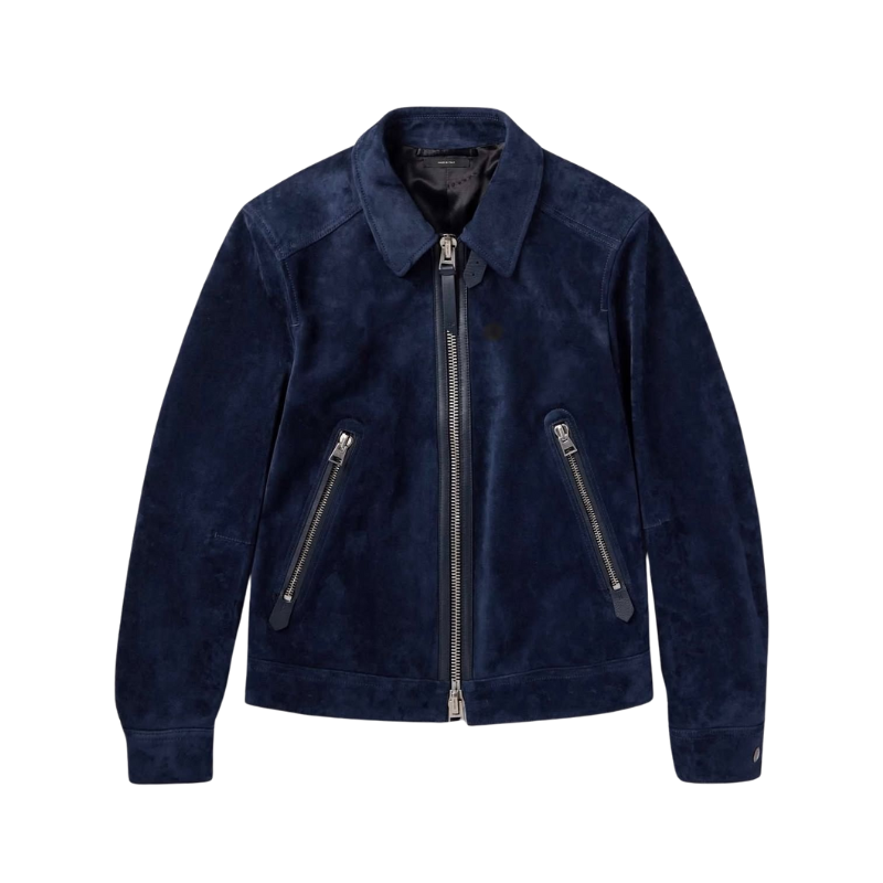 Italian Blue Suede Moto Jacket