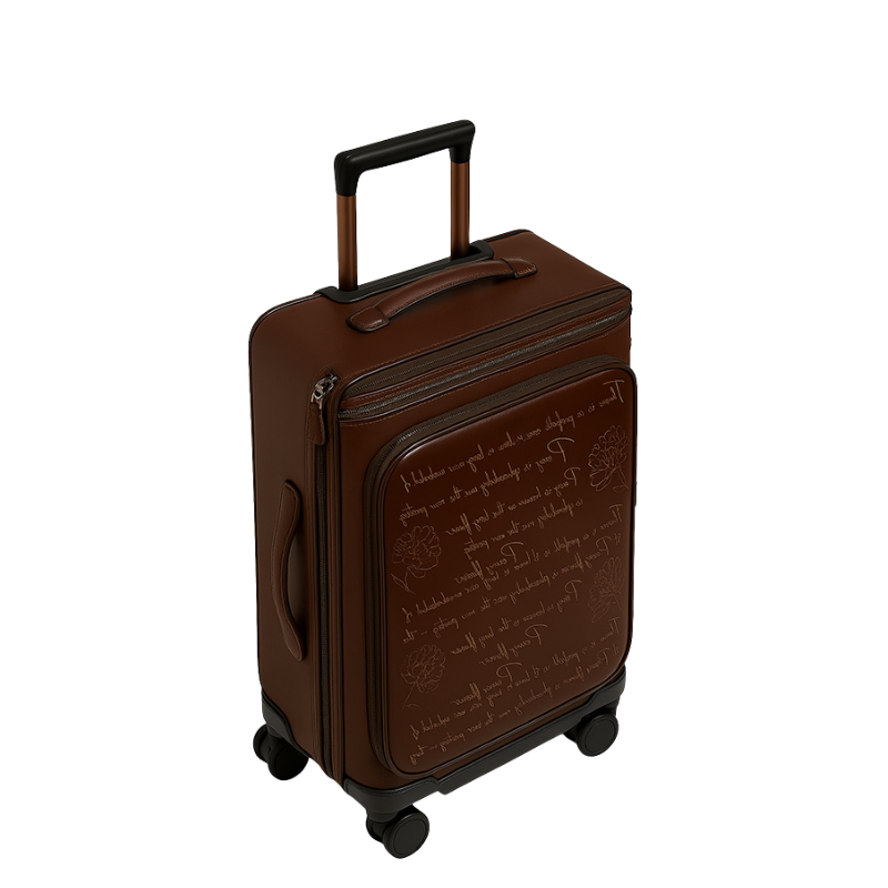 Milano Prestige Blue Leather Printed Trolley Case Travelling Luggage Bag