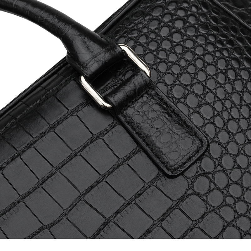 Italian Croco Leather Textured Briefcase Tan Edition