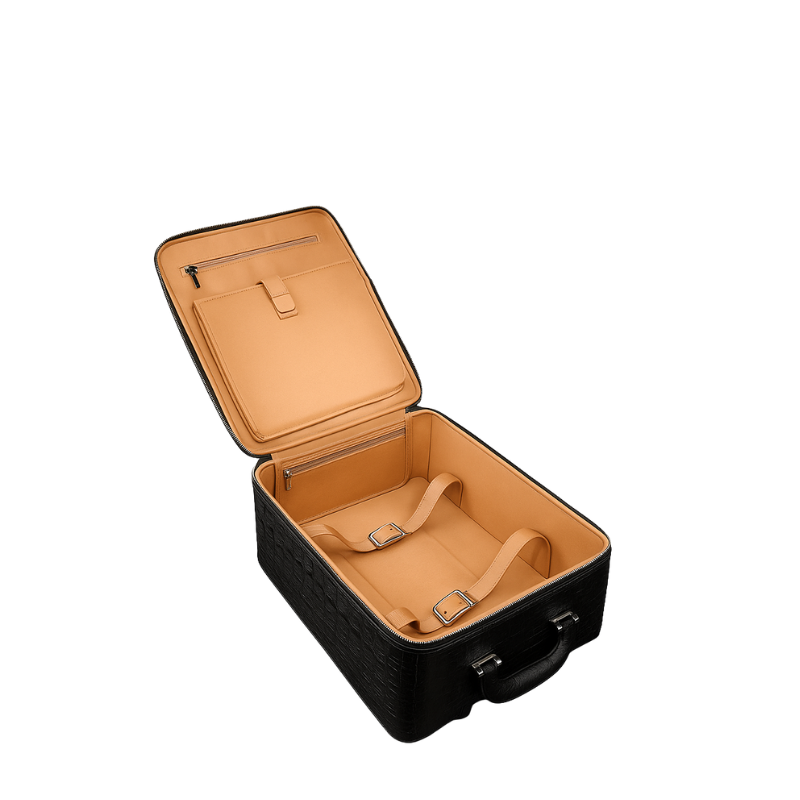 Premium Crocodile & Alligator Leather Black Trolley Travel Bag
