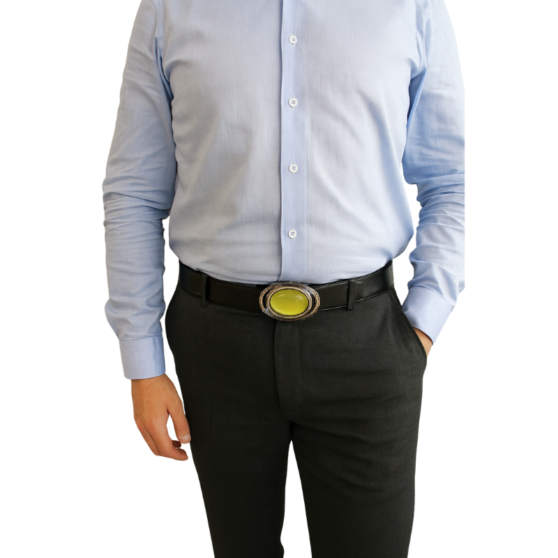 Cat's Eye Aura Silver Stones Regal Buckle