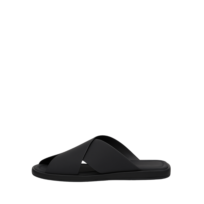 Men's Black Crisscross Double Strap Slider