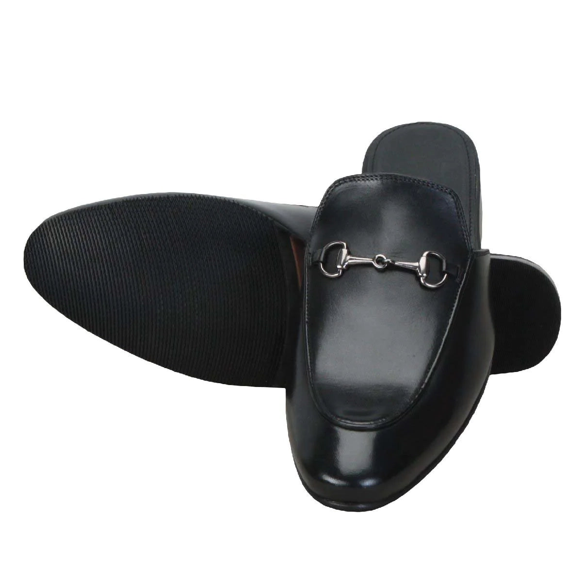 Black Leather Formal Mules
