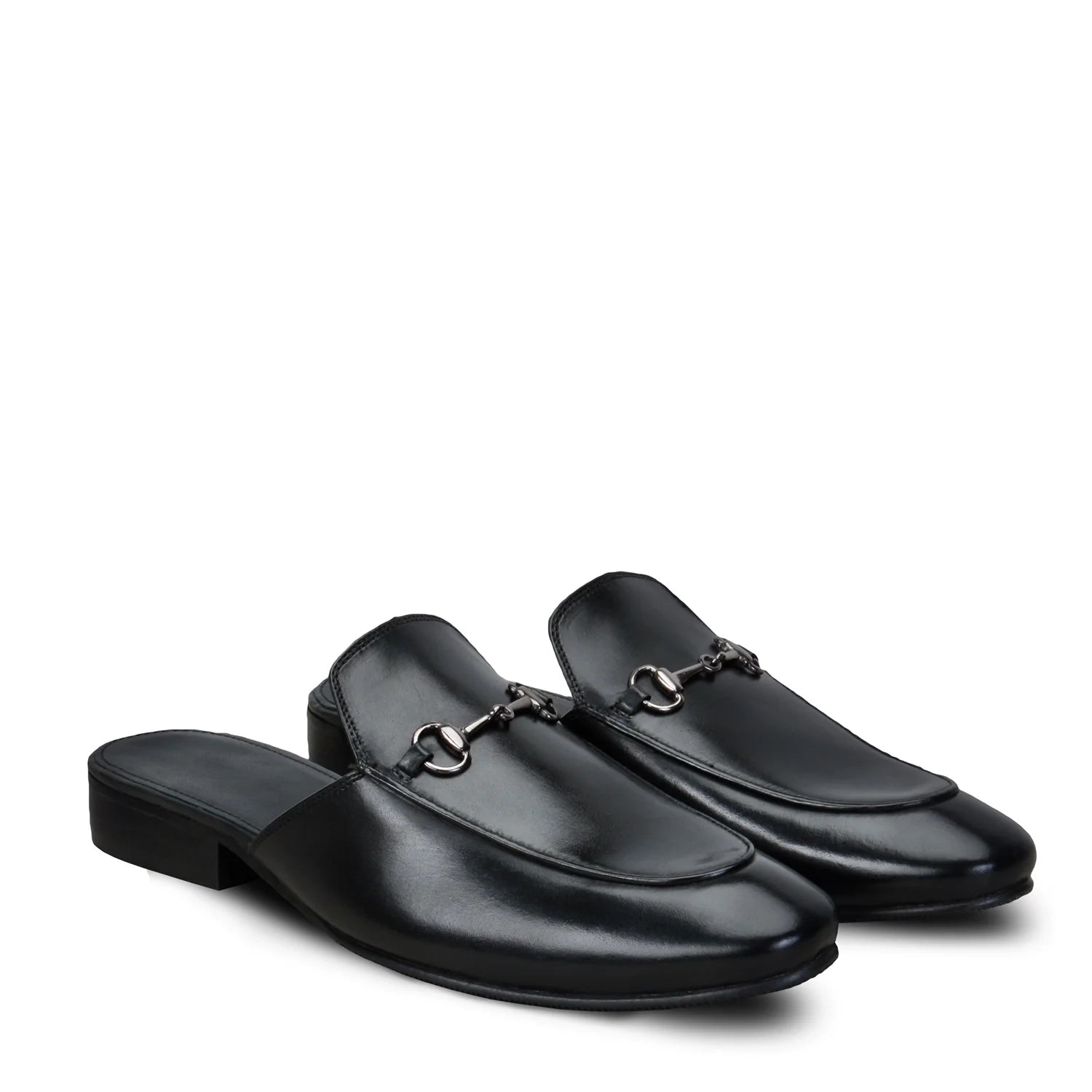 Black Leather Formal Mules