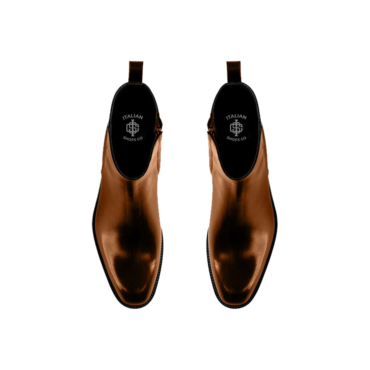 Patent Brown Chelsea Boots