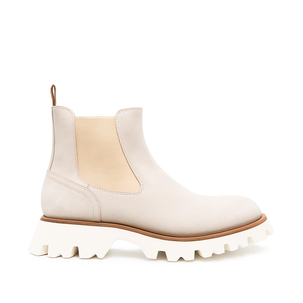 Chunky Beige Suede Chelsea Boots