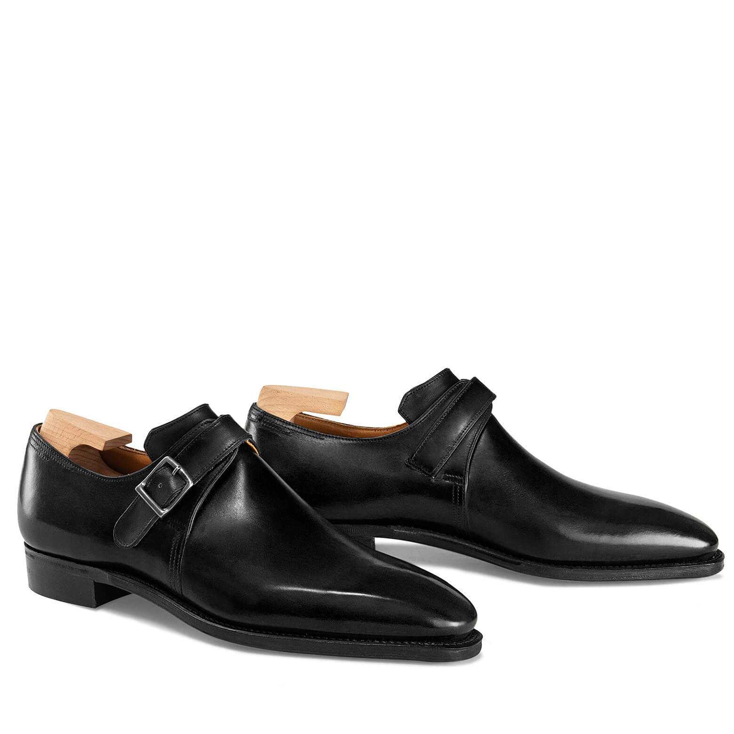 Black Calf Leather Buckle Shoes
