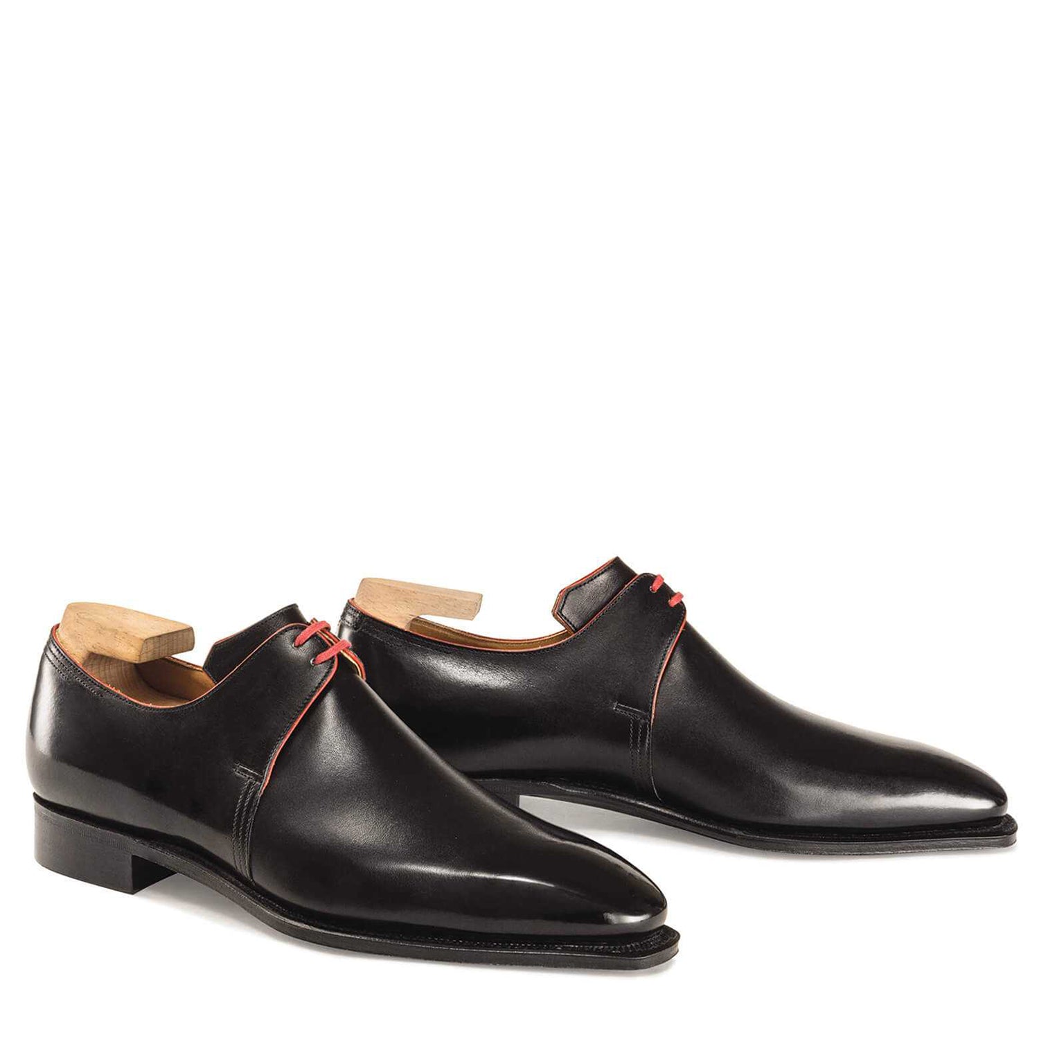 Black Calf Leather Red Laces Shoes