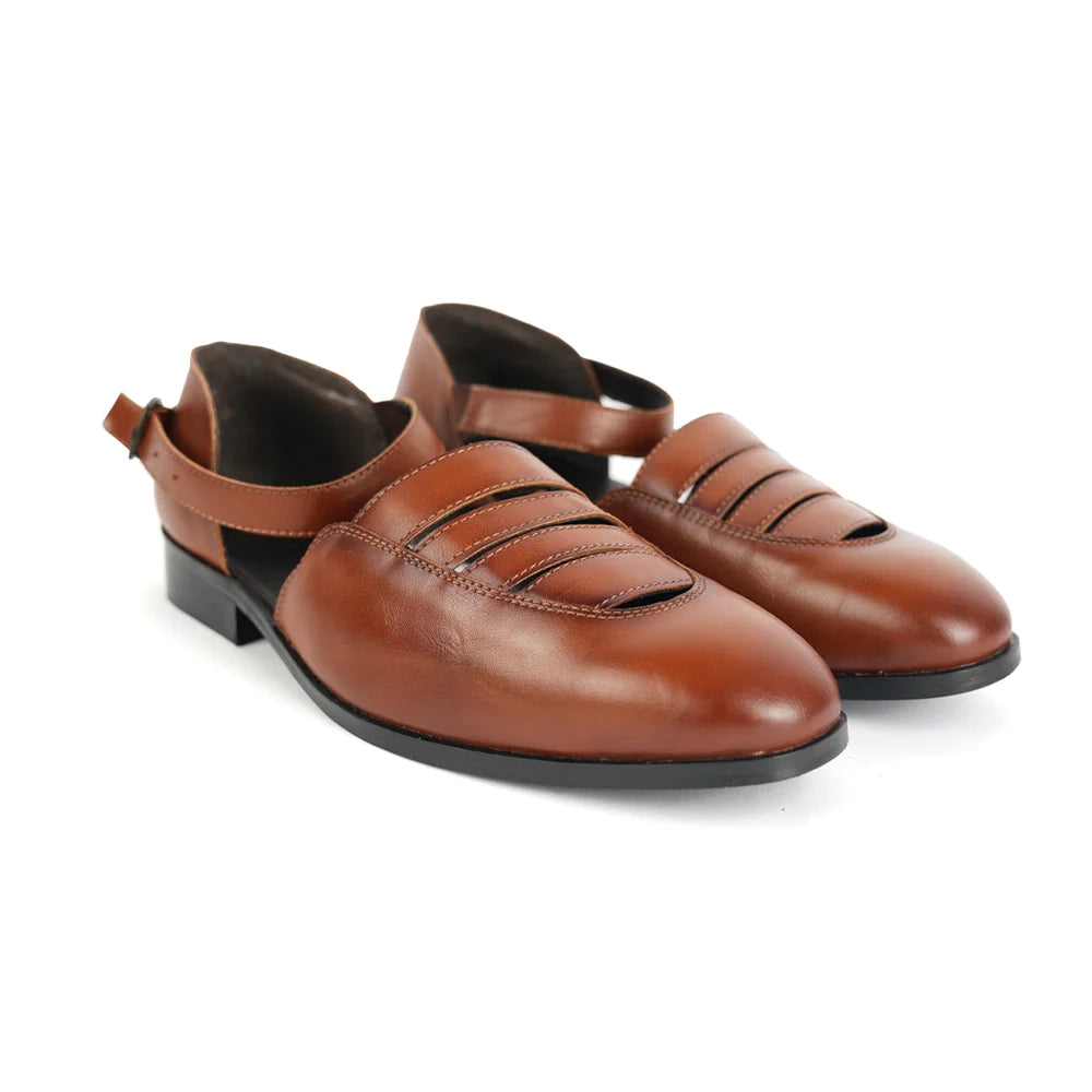 Nawabi Ankle-Strap Sandals - Tan